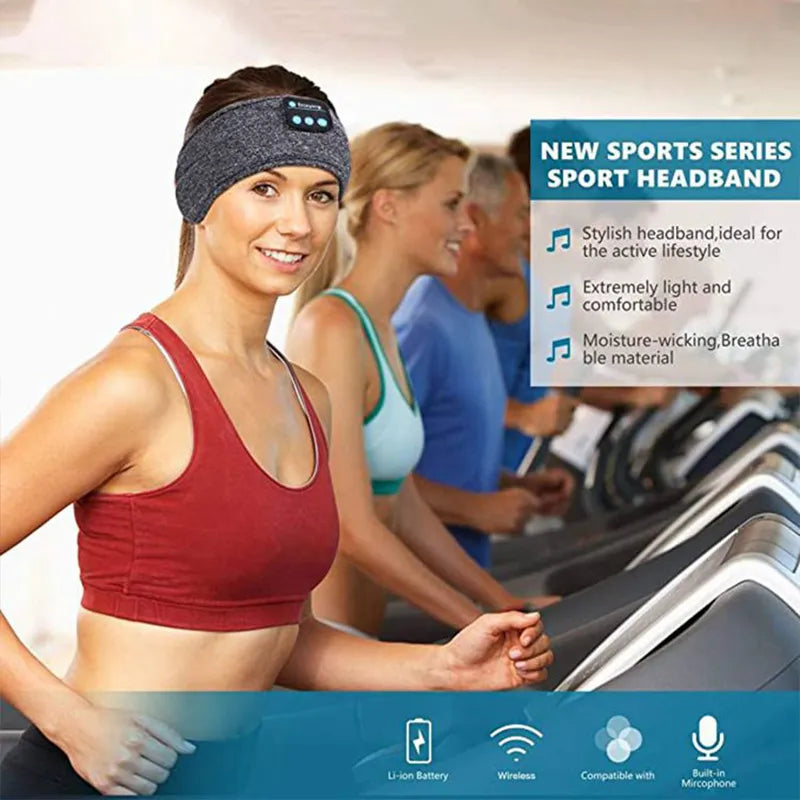 Bluetooth Sports Headband with Earbuds and Eye Mask WEM Support (www.WEM.support)