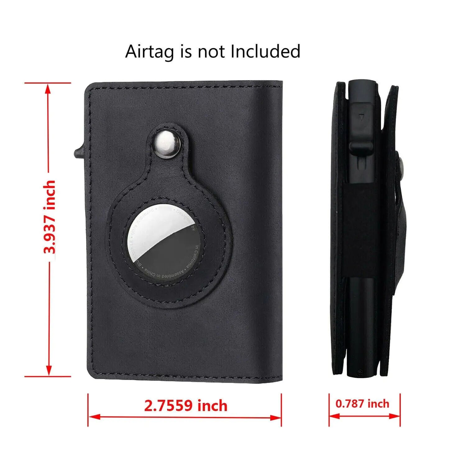 For Airtag Wallet Case Genuine Leather Credit Card Holder Magnetic Air Tag Cover WEM Support (www.WEM.support)