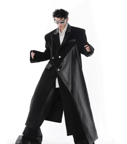 White Padded Shoulder Woolen Trench Coat WEM Support (www.WEM.support)