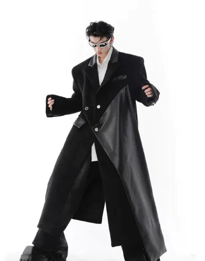 White Padded Shoulder Woolen Trench Coat WEM Support (www.WEM.support)