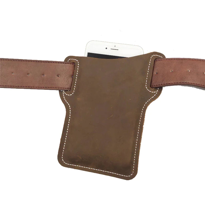 Men Cell Phone Belt Pack Bag Loop Waist Holster Pouch Case Leather Wallet Cover WEM Support (www.WEM.support)
