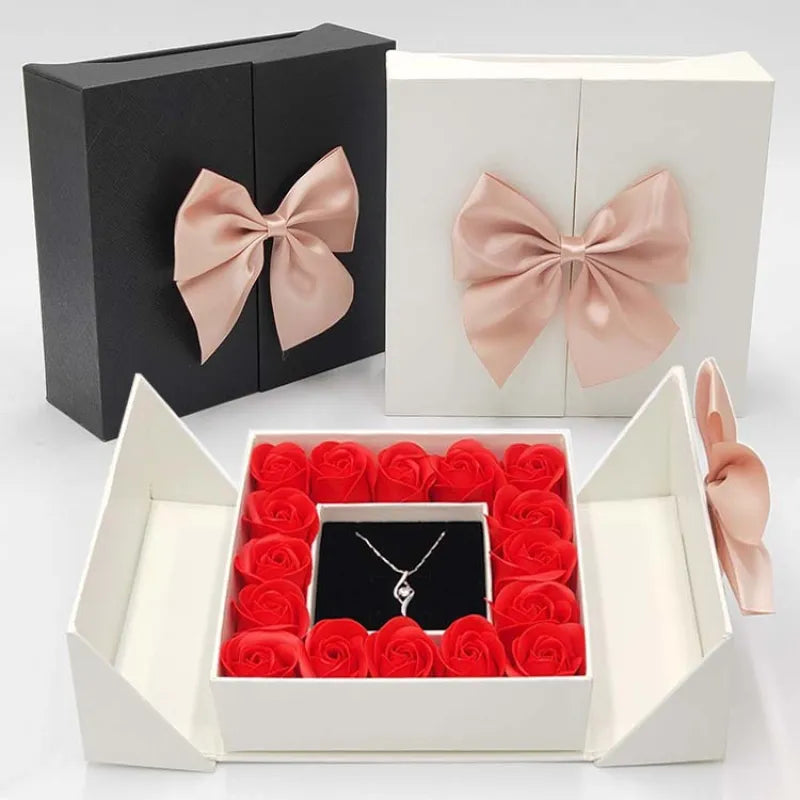 Rose double door jewelry gift box necklace box WEM Support (www.WEM.support)