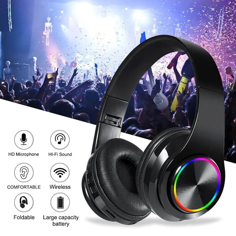 Super Bass Wireless Bluetooth Headphones Foldable Stereo Earphones Headsets Mic WEM Support (www.WEM.support)