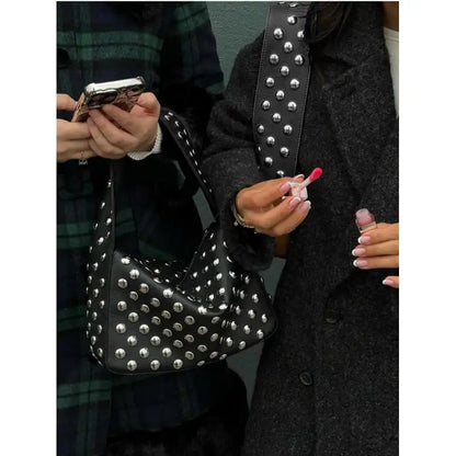 Rivet Underarm Shoulder Black Metal Motorcycle Bag WEM Support (www.WEM.support)