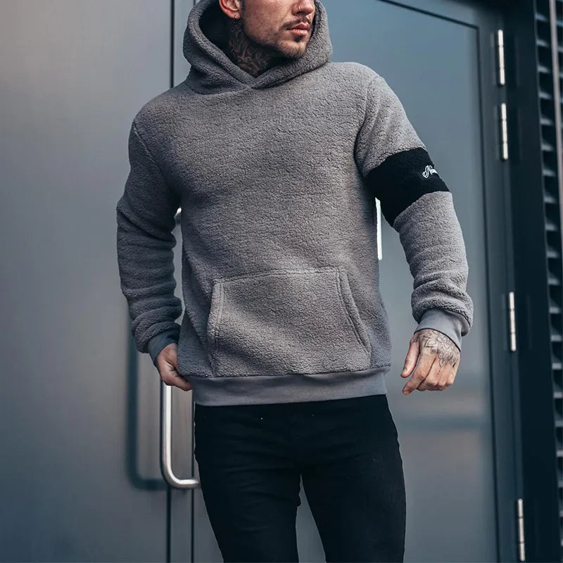 Men's Sweater New Hooded Plush Top WEM Support (www.WEM.support)