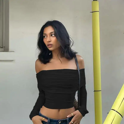 Off-shoulder Slim Fit Top WEM Support (www.WEM.support)