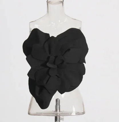 Three-dimensional Flower Backless Tube Top Vest WEM Support (www.WEM.support)