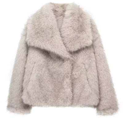 Winter Plush Coat Fashion Thicken Lapel Outwear Casual Long Sleeve Tops Women's Clothing WEM Support (www.WEM.support)