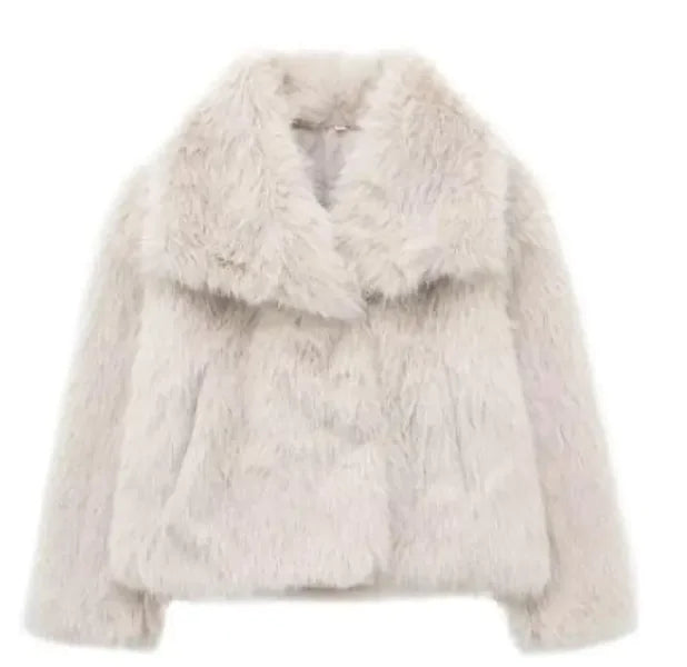 Winter Plush Coat Fashion Thicken Lapel Outwear Casual Long Sleeve Tops Women's Clothing WEM Support (www.WEM.support)