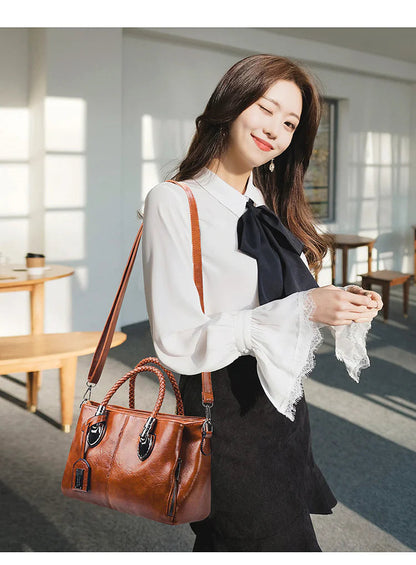 Soft Leather Boston Shoulder Bag WEM Support (www.WEM.support)