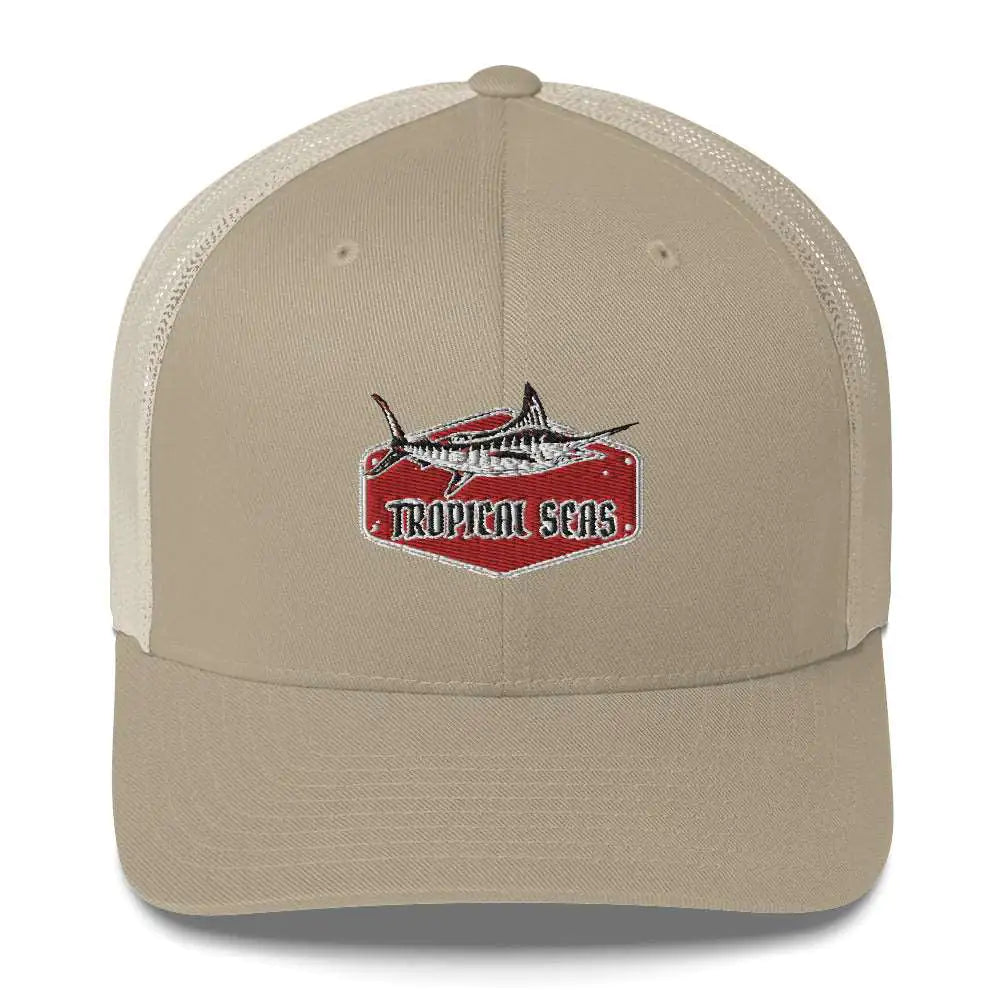 Tropical Marlin Trucker Hat WEM Support (www.WEM.support)