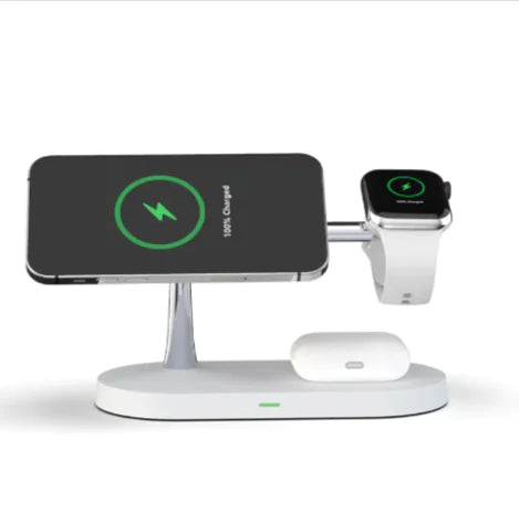 5-in-1 Magnetic Wireless Charger with Phone & Watch Stand – 15W Fast Charging Dock WEM Support (www.WEM.support)