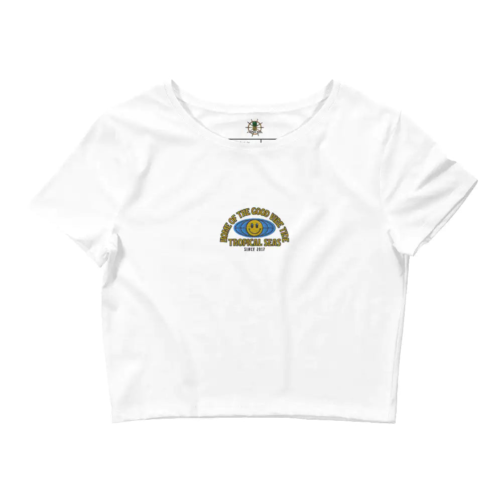 Women’s World Wide Good Vibes Crop Tee WEM Support (www.WEM.support)