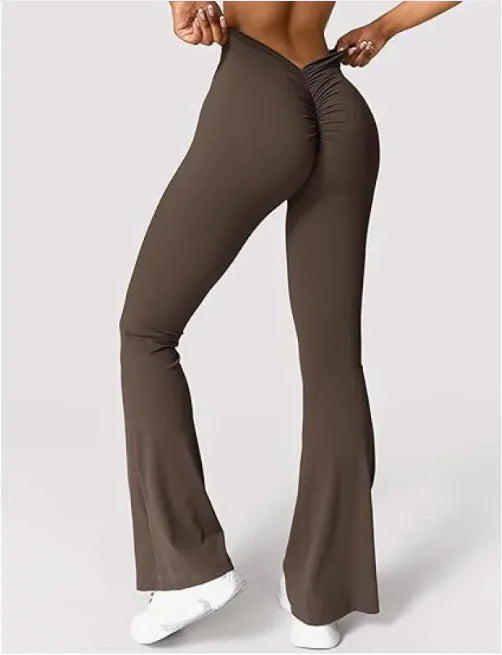 High-Waist Quick-Dry Yoga Bell-Bottom Fitness Pants WEM Support (www.WEM.support)