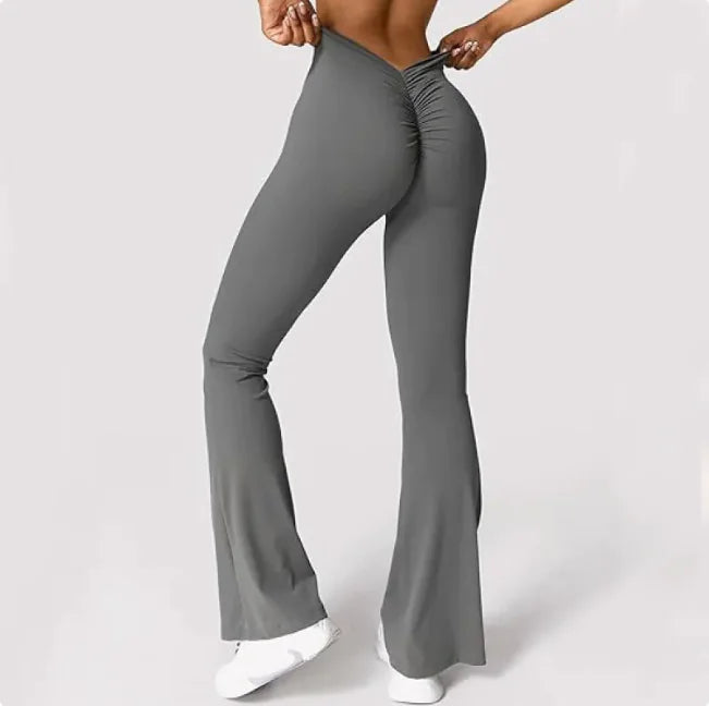 High-Waist Quick-Dry Yoga Bell-Bottom Fitness Pants WEM Support (www.WEM.support)