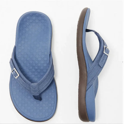 Women's Stylish Flat PU Metal Flip Flops for Home and Leisure WEM Support (www.WEM.support)