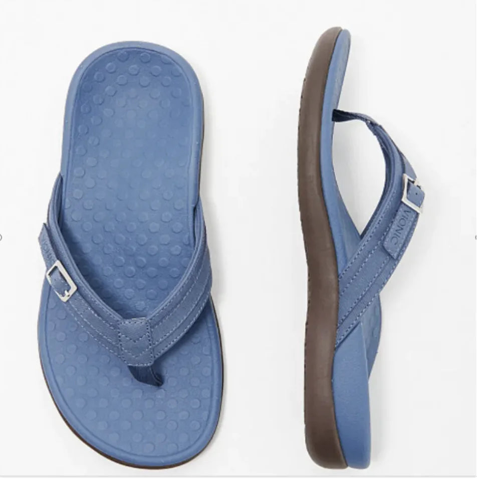 Women's Stylish Flat PU Metal Flip Flops for Home and Leisure WEM Support (www.WEM.support)