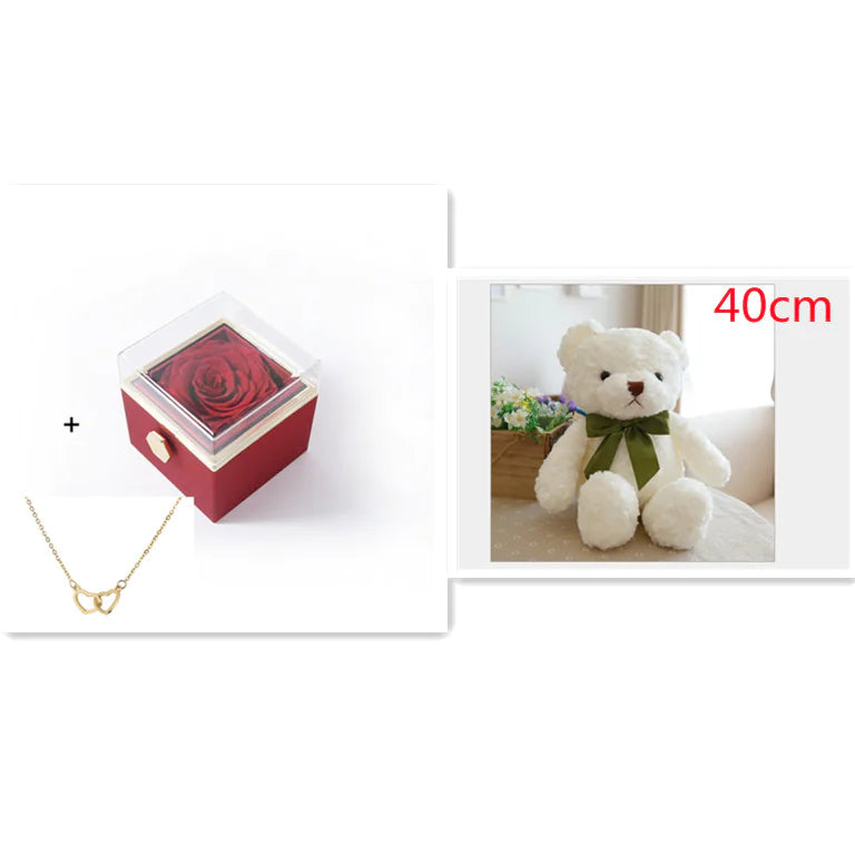 Double Heart Eternal Flower Necklace Set WEM Support (www.WEM.support)