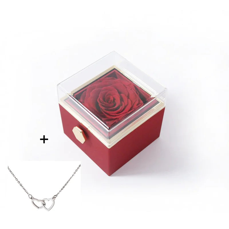 Double Heart Eternal Flower Necklace Set WEM Support (www.WEM.support)