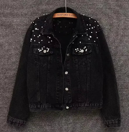 Fashion Beaded Short Denim Jacket WEM Support (www.WEM.support)