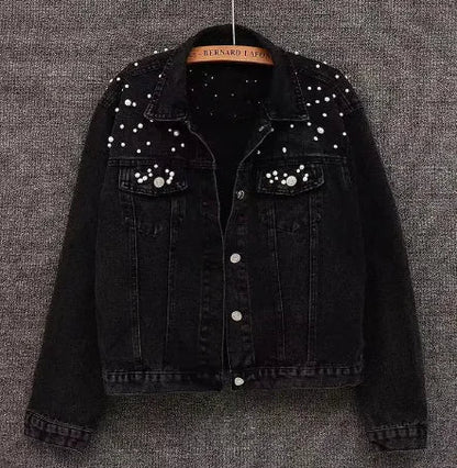 Fashion Beaded Short Denim Jacket WEM Support (www.WEM.support)
