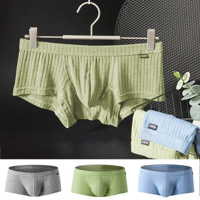 Men's Sexy Underwear Low waist Briefs U Pouch Boxers Striped Shorts Underpants WEM Support (www.WEM.support)