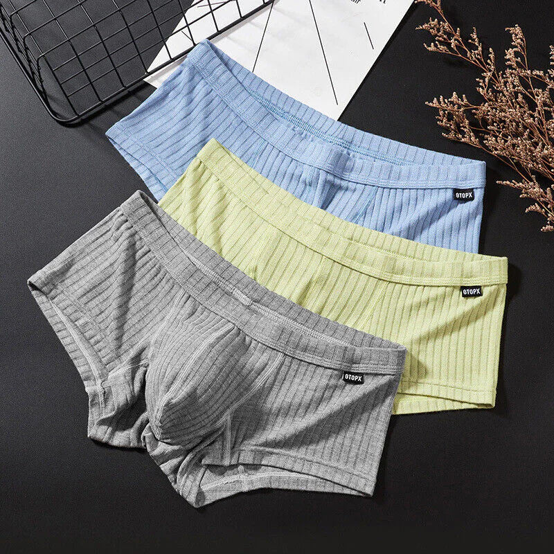 Men's Sexy Underwear Low waist Briefs U Pouch Boxers Striped Shorts Underpants WEM Support (www.WEM.support)