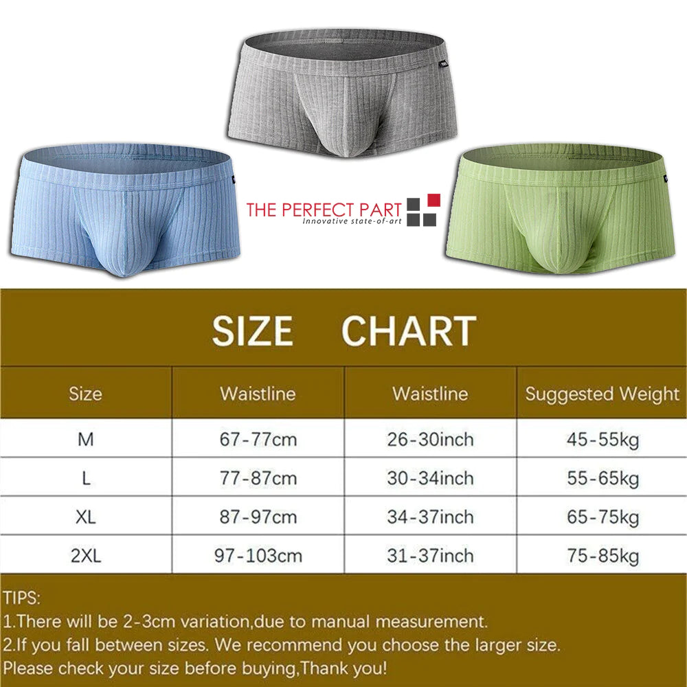 Men's Sexy Underwear Low waist Briefs U Pouch Boxers Striped Shorts Underpants WEM Support (www.WEM.support)