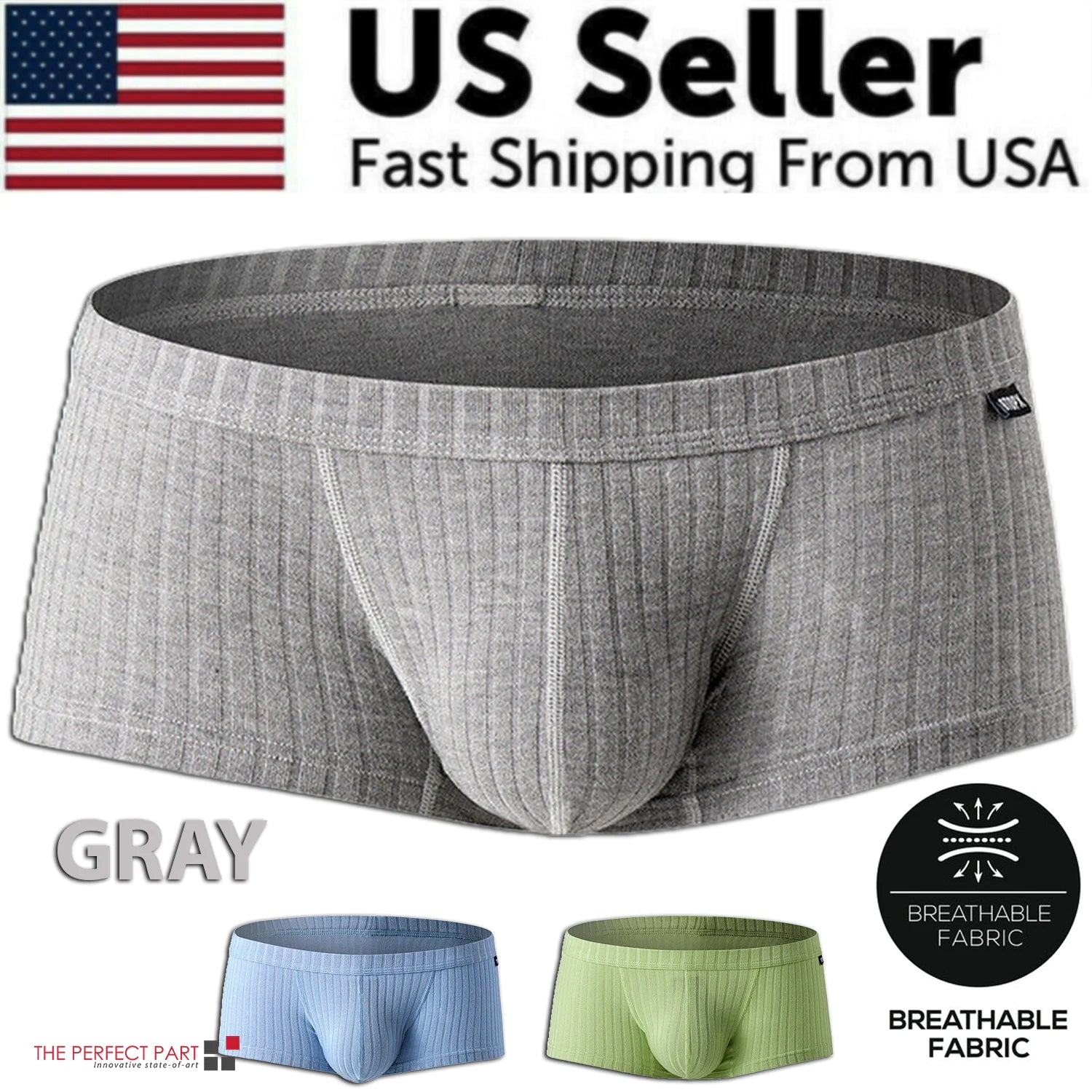 Men's Sexy Underwear Low waist Briefs U Pouch Boxers Striped Shorts Underpants WEM Support (www.WEM.support)
