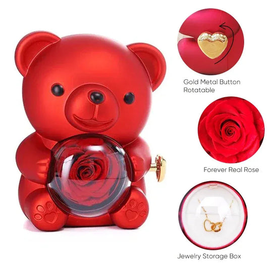 Eternal Rose Teddy Bear Jewelry Box WEM Support (www.WEM.support)