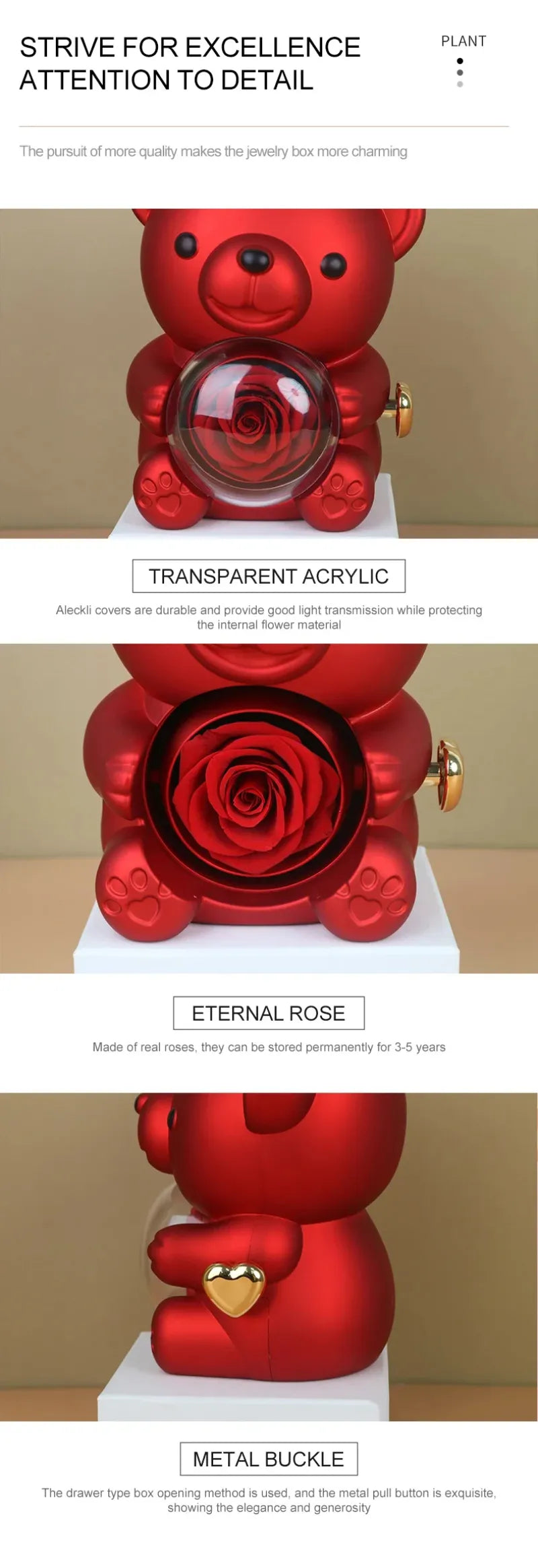Eternal Rose Teddy Bear Jewelry Box WEM Support (www.WEM.support)