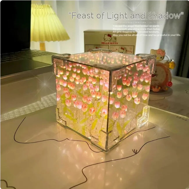 Bloom Cube 3D Tulip Night Light WEM Support (www.WEM.support)