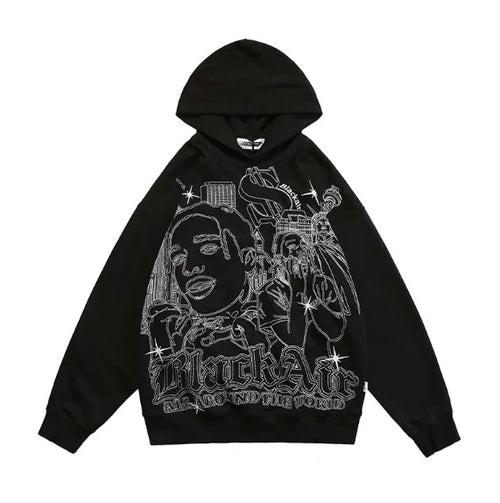 American Graffiti Print Hooded Sweater for Men WEM Support (www.WEM.support)