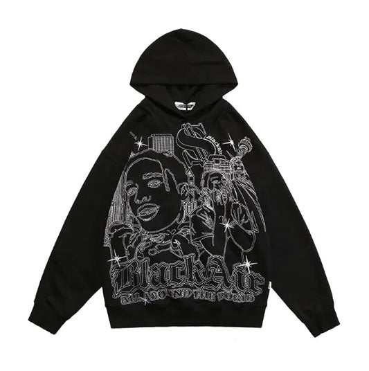 American Graffiti Print Hooded Sweater for Men WEM Support (www.WEM.support)