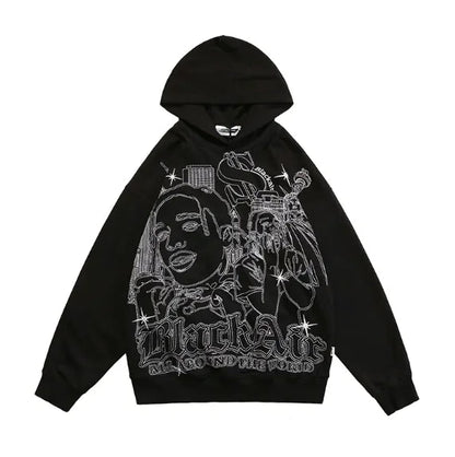 American Graffiti Print Hooded Sweater for Men WEM Support (www.WEM.support)