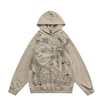 American Graffiti Print Hooded Sweater for Men WEM Support (www.WEM.support)