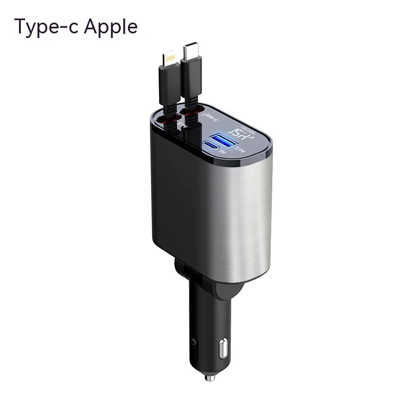 Retractable Car Charger 4 in 1 Fast Charging WEM Support (www.WEM.support)