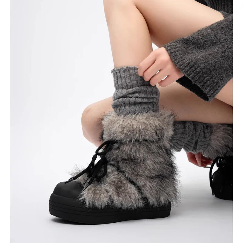 Thick Bottom Increased Fur Short Snow Boots WEM Support (www.WEM.support)