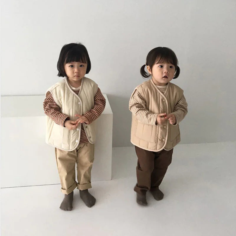 Kids' Warm Autumn/Winter Vest - Solid Color Jacket WEM Support (www.WEM.support)
