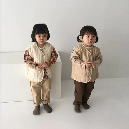 Kids' Warm Autumn/Winter Vest - Solid Color Jacket WEM Support (www.WEM.support)