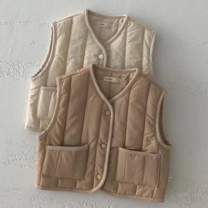 Kids' Warm Autumn/Winter Vest - Solid Color Jacket WEM Support (www.WEM.support)