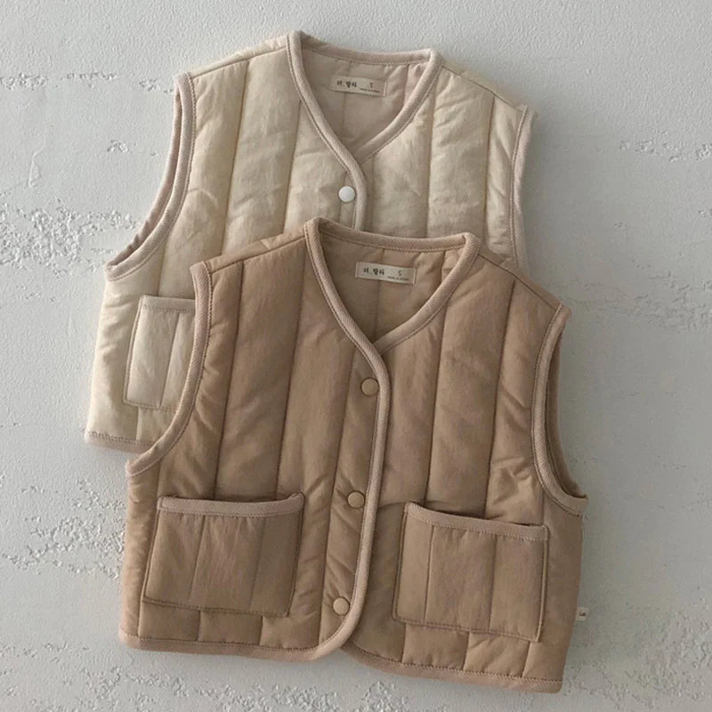 Kids' Warm Autumn/Winter Vest - Solid Color Jacket WEM Support (www.WEM.support)