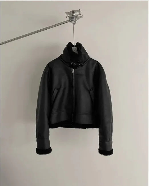 Korean Luxe Suede Lambswool Oversized Coat WEM Support (www.WEM.support)