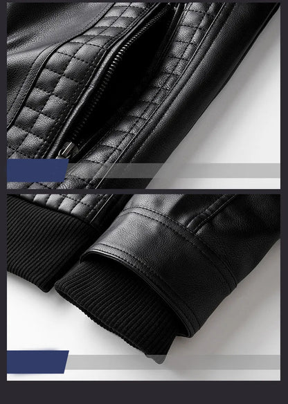 Leather Hooded Winter Jacket WEM Support (www.WEM.support)