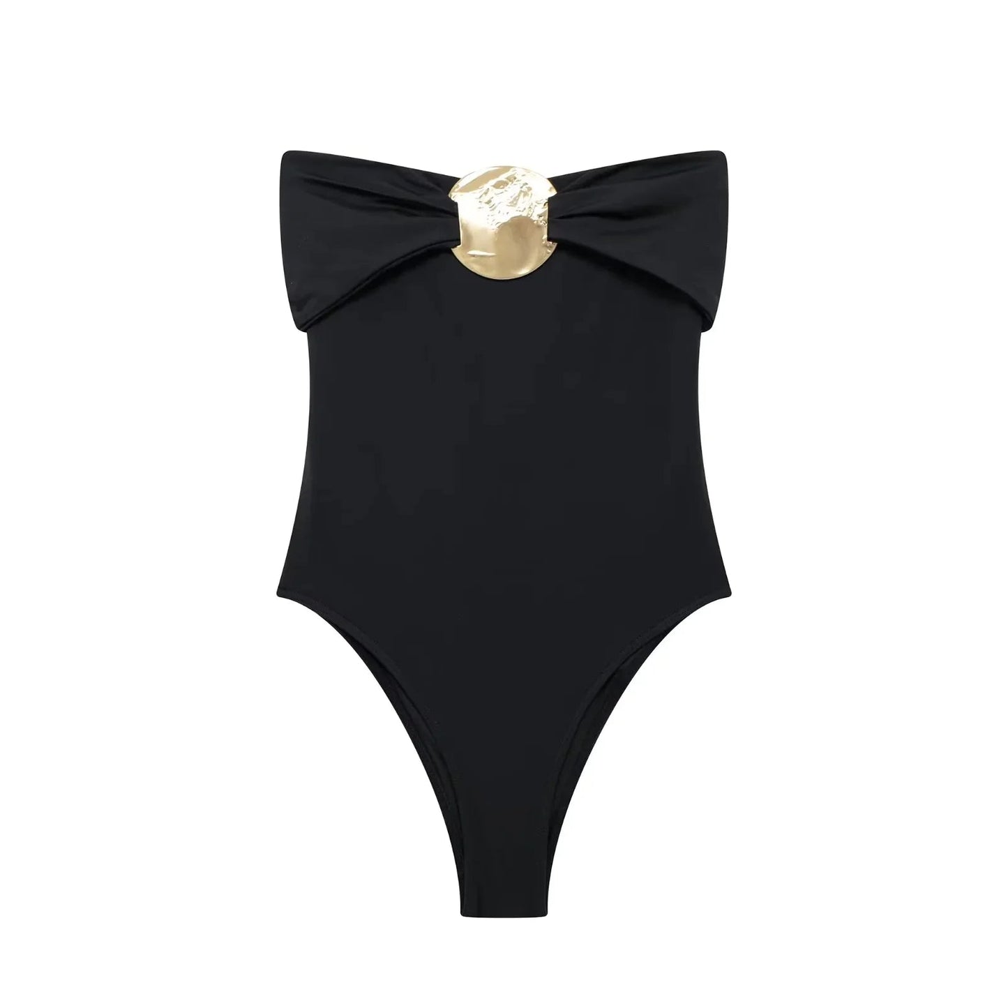 Swimsuit with Gold Metal Accent WEM Support (www.WEM.support)
