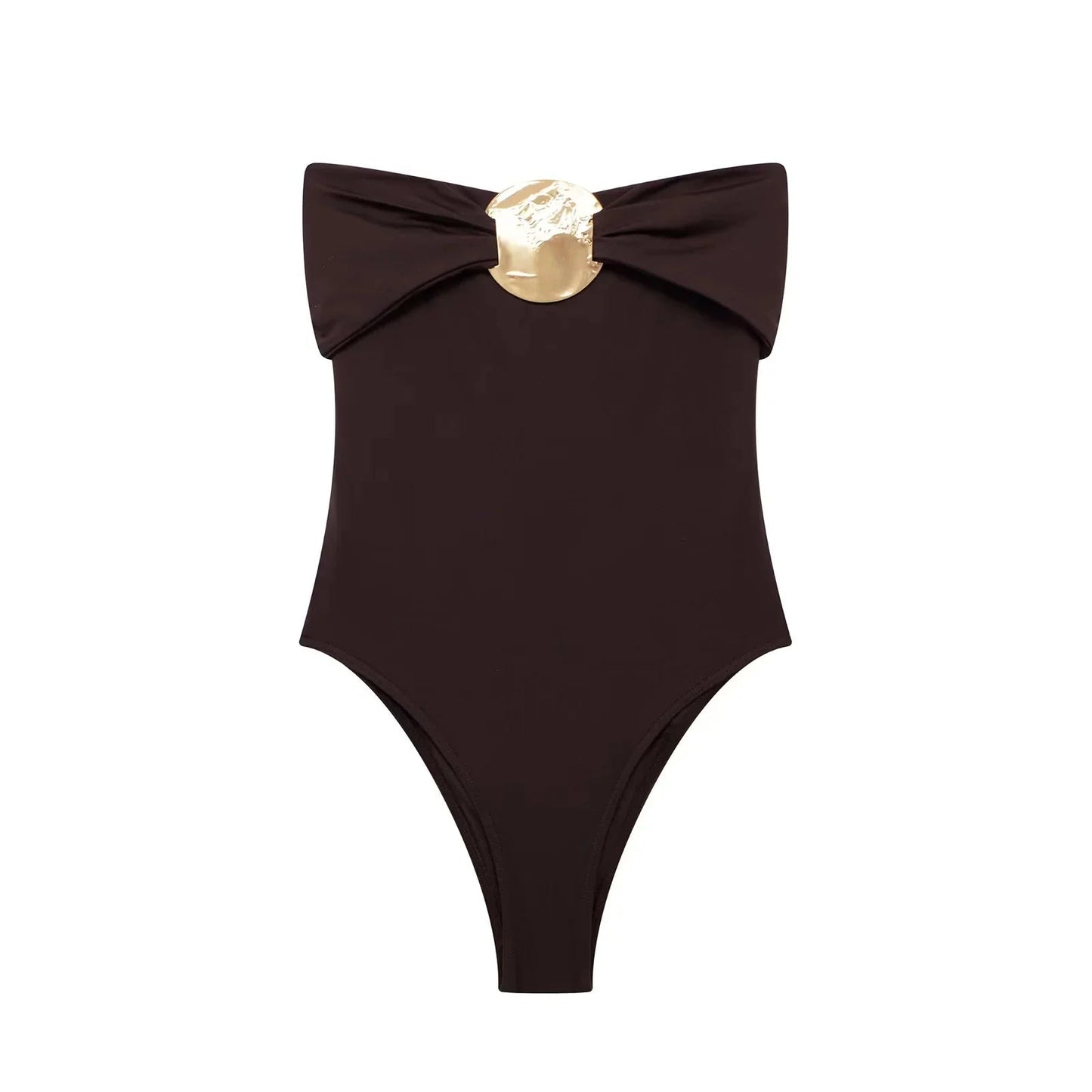 Swimsuit with Gold Metal Accent WEM Support (www.WEM.support)