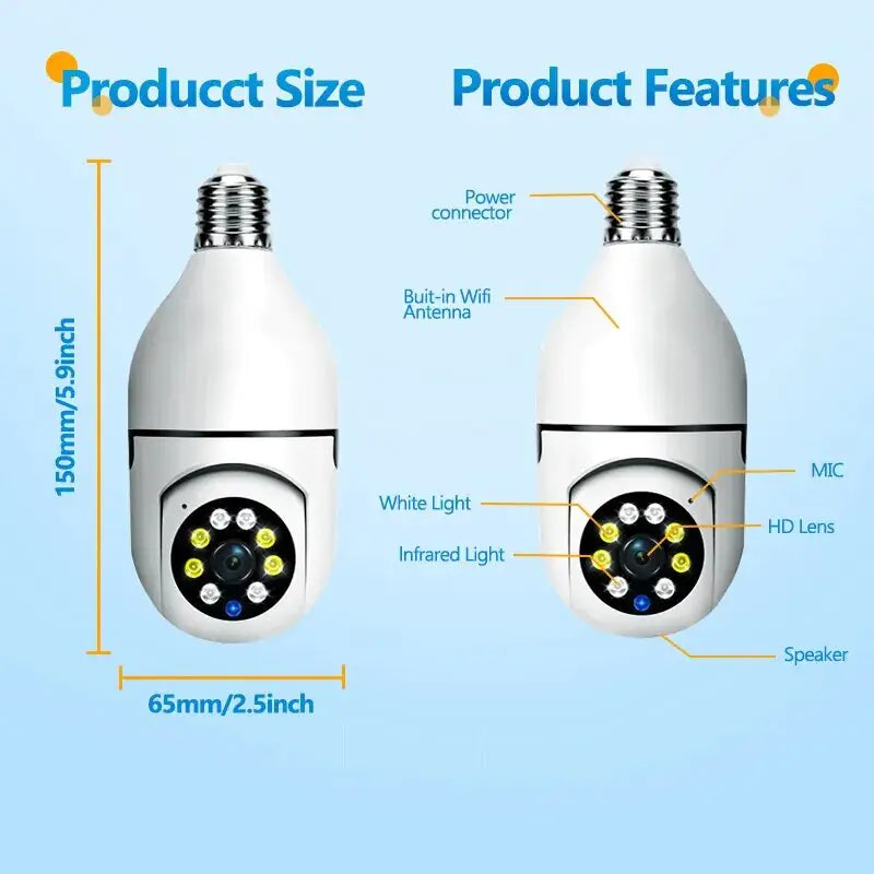 Smart 5G Surveillance Bulb: Full-Color Night Vision WEM Support (www.WEM.support)