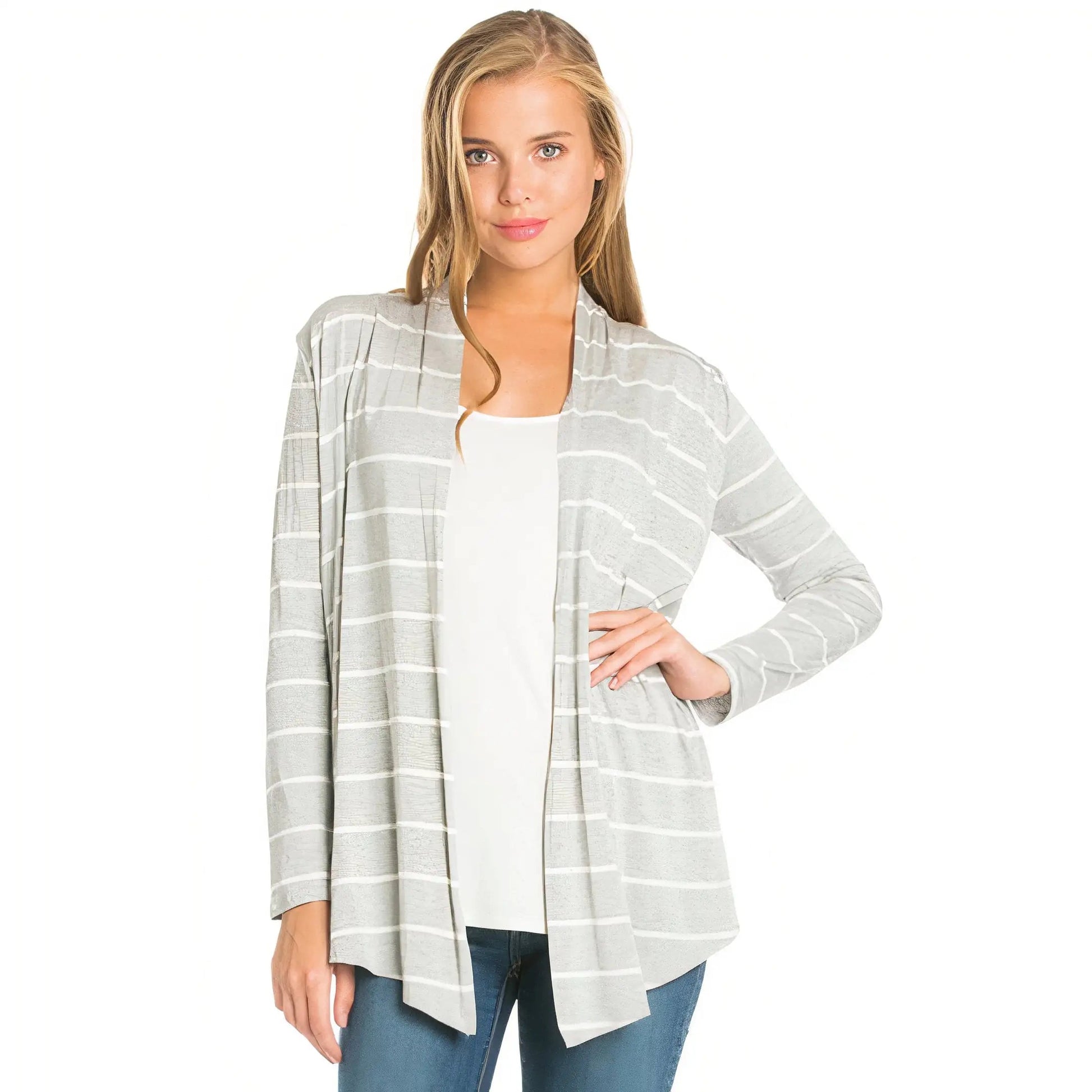 Stripe Cardigan -Grey WEM Support (www.WEM.support)