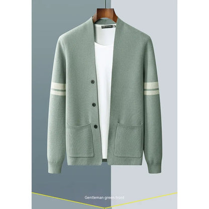 Men's Fall Winter Fashion V-neck Casual Wool Knitted Sweater Coat WEM Support (www.WEM.support)