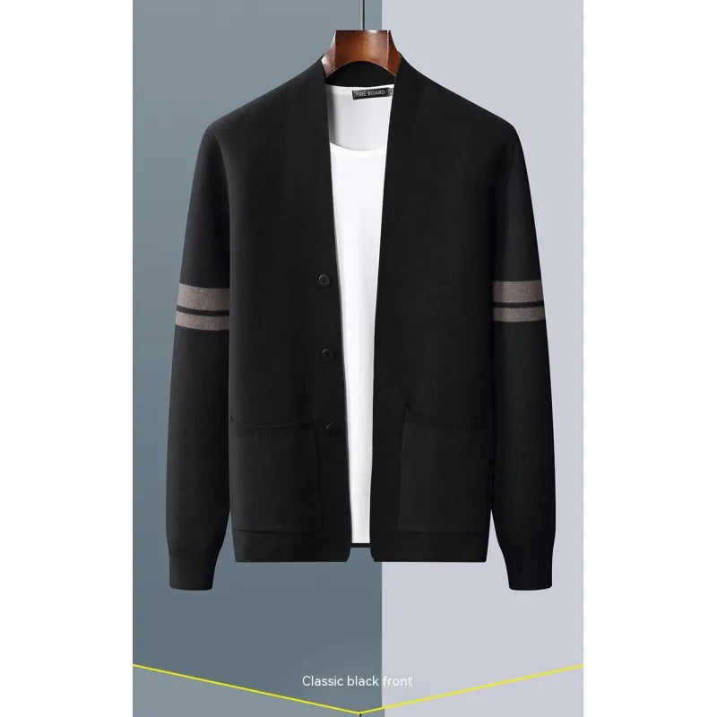 Men's Fall Winter Fashion V-neck Casual Wool Knitted Sweater Coat WEM Support (www.WEM.support)